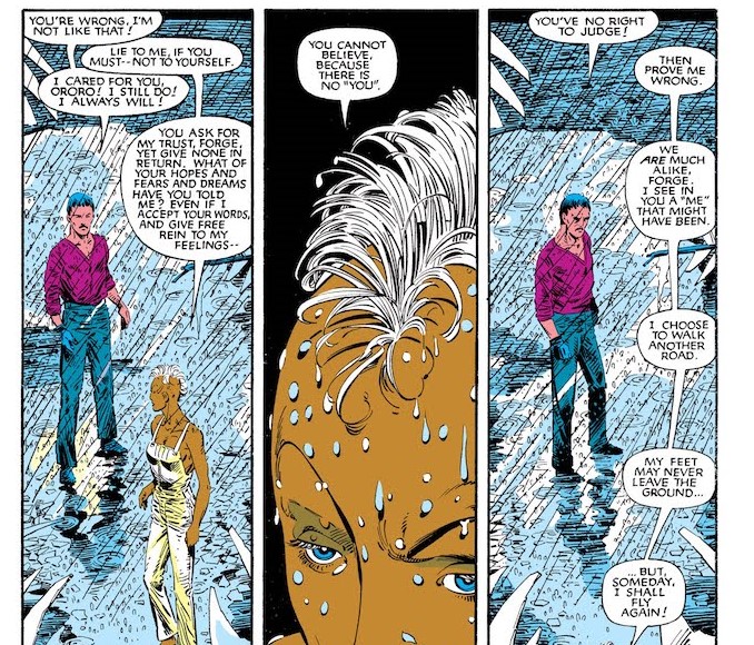 With that parallel in place (if allowed), Forge’s isolation, depression and paranoia (seen in Lifedeath) speak to the consequences of trauma, while his efforts to go out into the world and redeem himself through the X-Men speak to the pursuit of healing or even absolution. 6/7