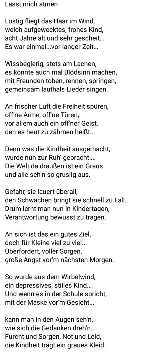 SandraLustig13's tweet photo. Wer auch immer das Gedicht geschrieben: Du hast mich zum 😭 gebracht!
#Maskenpflichtbeenden
#Lockdownbeenden https://t.co/FzUltk3GhN