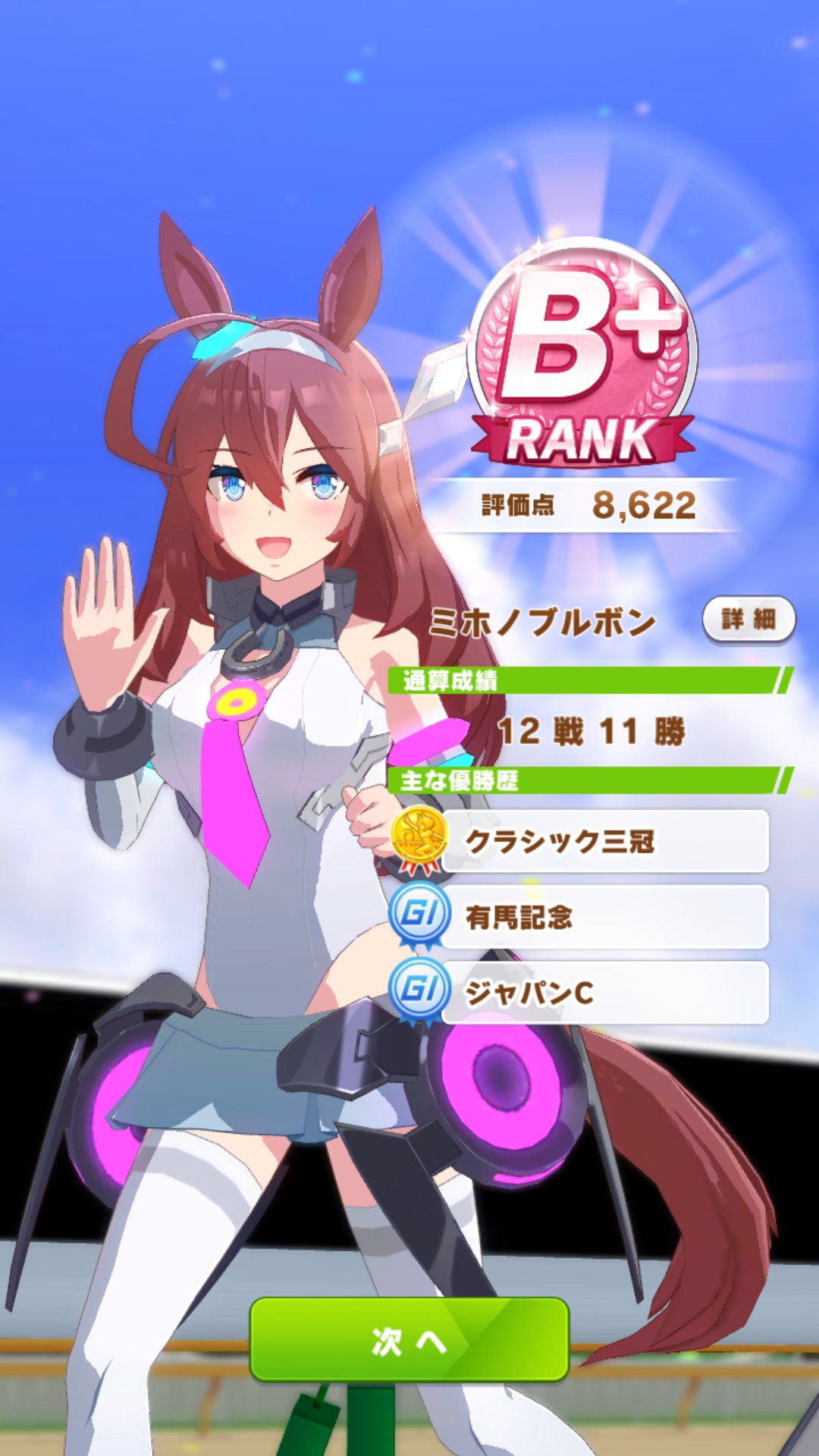 むつ ウマ娘ミホノブルボン育成終わった 初めてミホノブルボンの育成 で念願のクラシック三冠達成した 凄く嬉しい W ﾉちゃんとuraファイナルズも優勝してうまぴょいしたしヨシ 因子は根性とか上げきれてないステよりはいいかも T Co