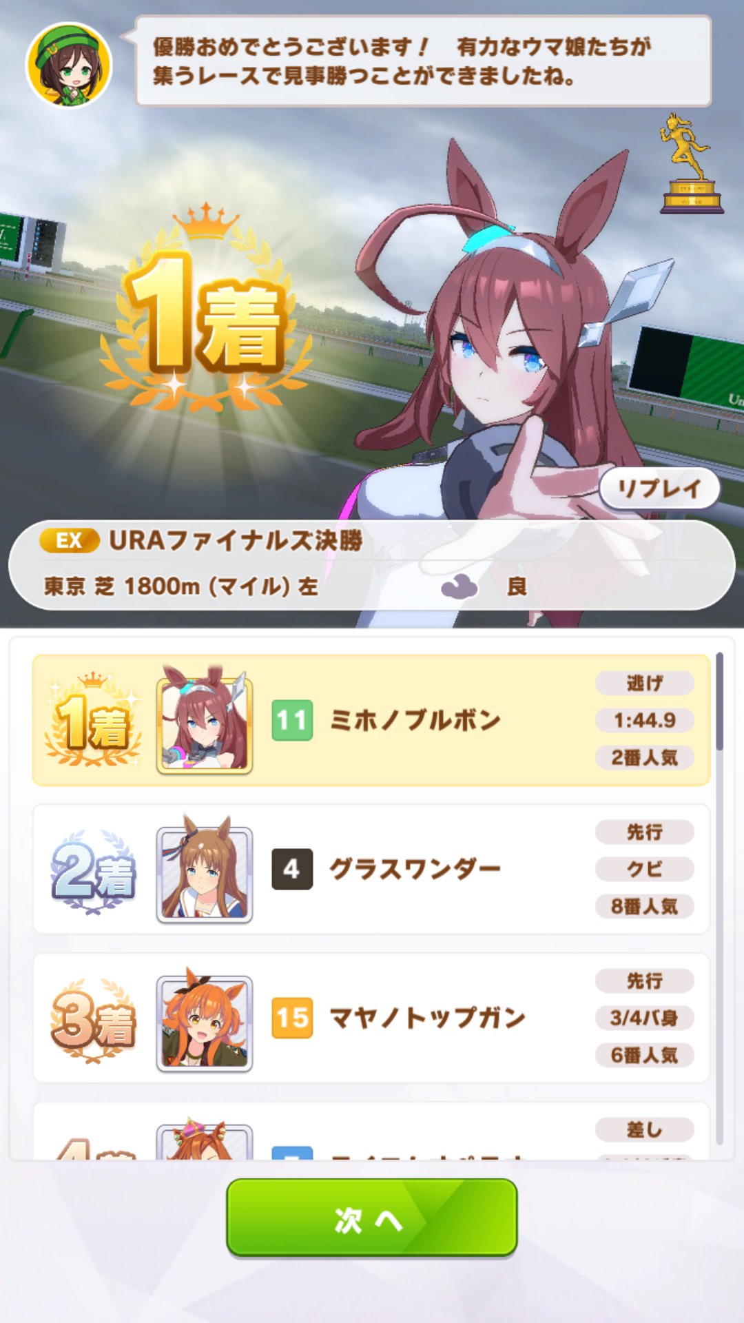 むつ ウマ娘ミホノブルボン育成終わった 初めてミホノブルボンの育成 で念願のクラシック三冠達成した 凄く嬉しい W ﾉちゃんとuraファイナルズも優勝してうまぴょいしたしヨシ 因子は根性とか上げきれてないステよりはいいかも T Co