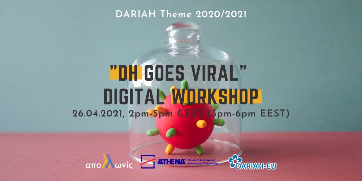 Last year, DH went VIRAL with the 1st Twitter Conf on digital humanities! #DHgoesViral

This coming Monday all presenters are reuniting in a digital w/shop to revisit the impact of COVID19 in DH communities across the world.
🗓️Apr 26 | 2-5CEST

Join us! dariah.eu/2021/04/19/dh-…