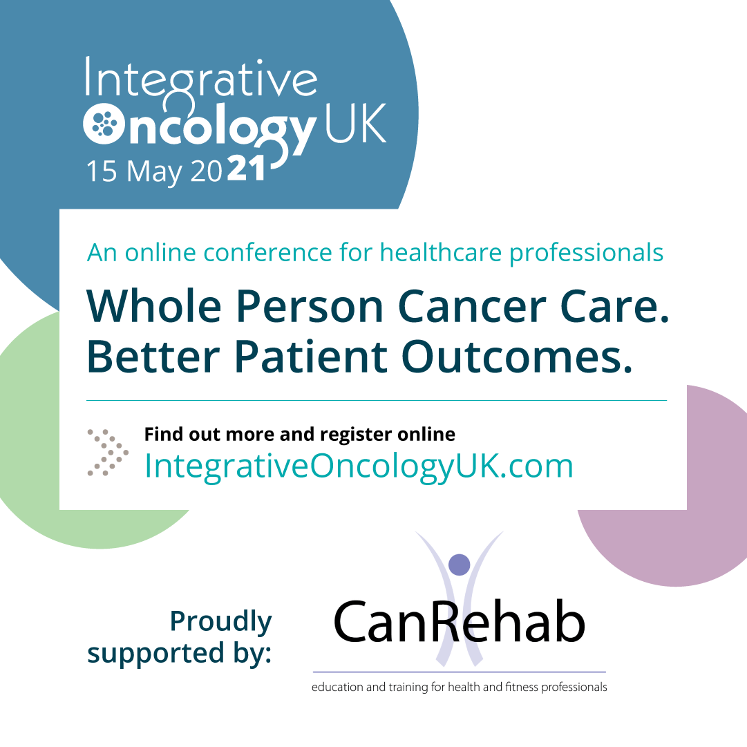 New online conference that may interest my followers! CanRehab is proud to support Integrative Oncology, and  happy to offer our Graduates a 10% discounted rate, using the code CANR-10. More info on their website and CanRehab's Facebook #CanRehab #IntegrativeOncology
