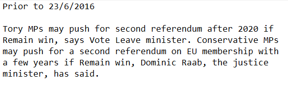 So on Question 2There was once upon a time some politicians who wanted to hold a second referendumBy putting such a referendum in their manifesto at the next general electionSo to these politicians the timeframe was as soon as they democratically could obtain a mandate