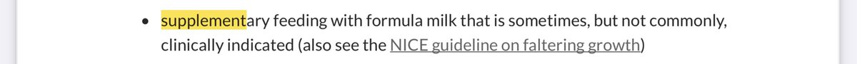 Observational data has found up to 4oz formula a day in addition to breastmilk is not associated with stopping BFing earlier Also, why so confident supplementary feeding is not commonly clinically indicated when they didn’t review the evidence on this? #NotNICEnotevidencebased