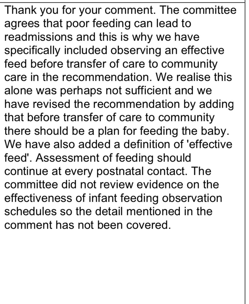 They endorse the Baby Friendly Initiative’s feeding observation schedules but don’t review evidence as to whether or not they adequately detect feeding difficulties, especially insufficient milk intake.We had a look & what did we find: no evidence  #NotNICEnotevidencebased