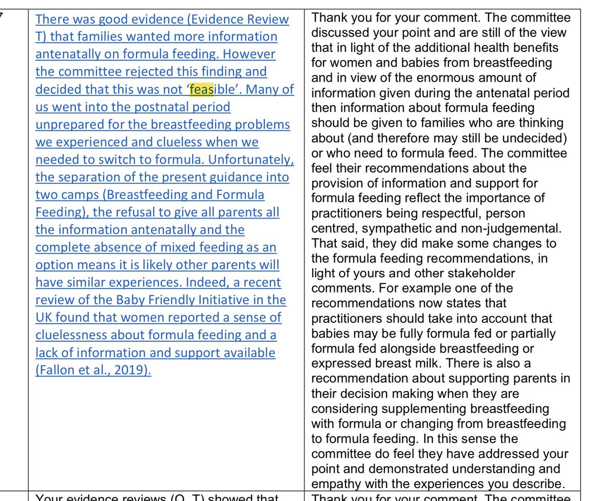 Their own review found that parents wanted information about all feeding methods regardless of their feeding intention. They conclude this is not feasible ...  #NotNICEnotevidencebased