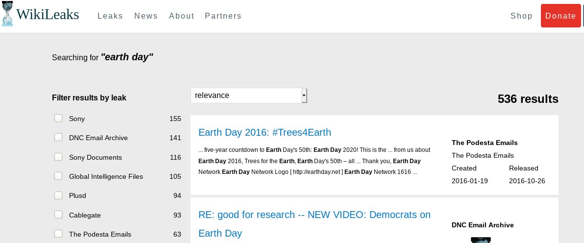 wikileaks's tweet image. Earth Day 2021: 536 results from the @wikileaks archives #EarthDay #EarthDay2021 

Search: search.wikileaks.org/?q=%22earth+da…