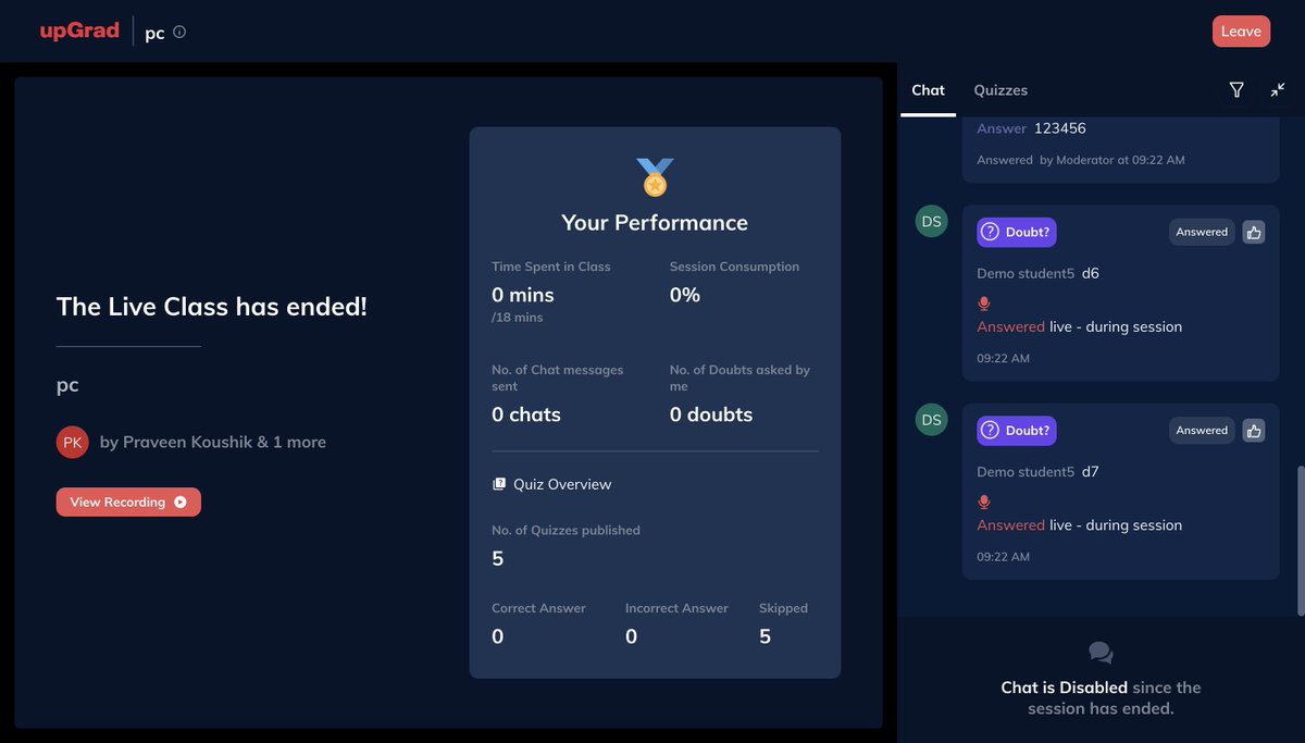 RonnieScrewvala's tweet photo. In today’s fast paced world, time saved is time earned!
@upGrad_edu has introduced ‘Post class experience feature’. This release will allow learners to access session recordings, data points (time spent, doubts asked etc) &amp; revisit the chats + quizzes, all from a single platform https://t.co/xCzaAmxWf0