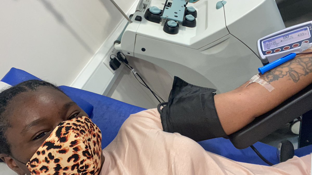 Khermainek's tweet photo. First time giving blood in a while, so glad I was able to do it! All the staff at the West End Donor centre were lovely 😊 So quick and easy! @GiveBloodNHS #GiveBlood #blackblooddonor https://t.co/fqqCW6XiT6