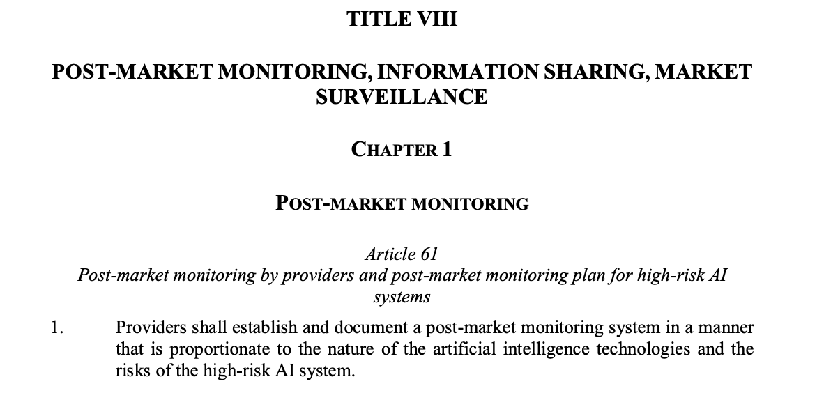 High risk-systems will need to be registered in a centralized EU database, and also, include post-market monitoring systems. This is a lot of work. So a likely outcome is for large companies to hire specialized firms, or develop in-house teams, to produce such documentation. /15