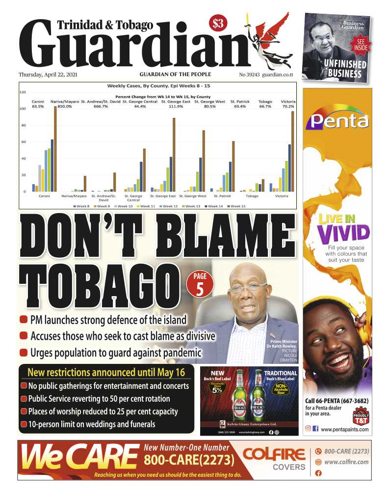 GayelleTV's tweet photo. Good morning neighbours, on the front pages today, Thursday 22nd April, 2021 in Trinidad and Tobago. #Headlines #DailyNews #ThursdayNews #weekdaynews #TrinidadandTobago https://t.co/ErDAcvW5XQ