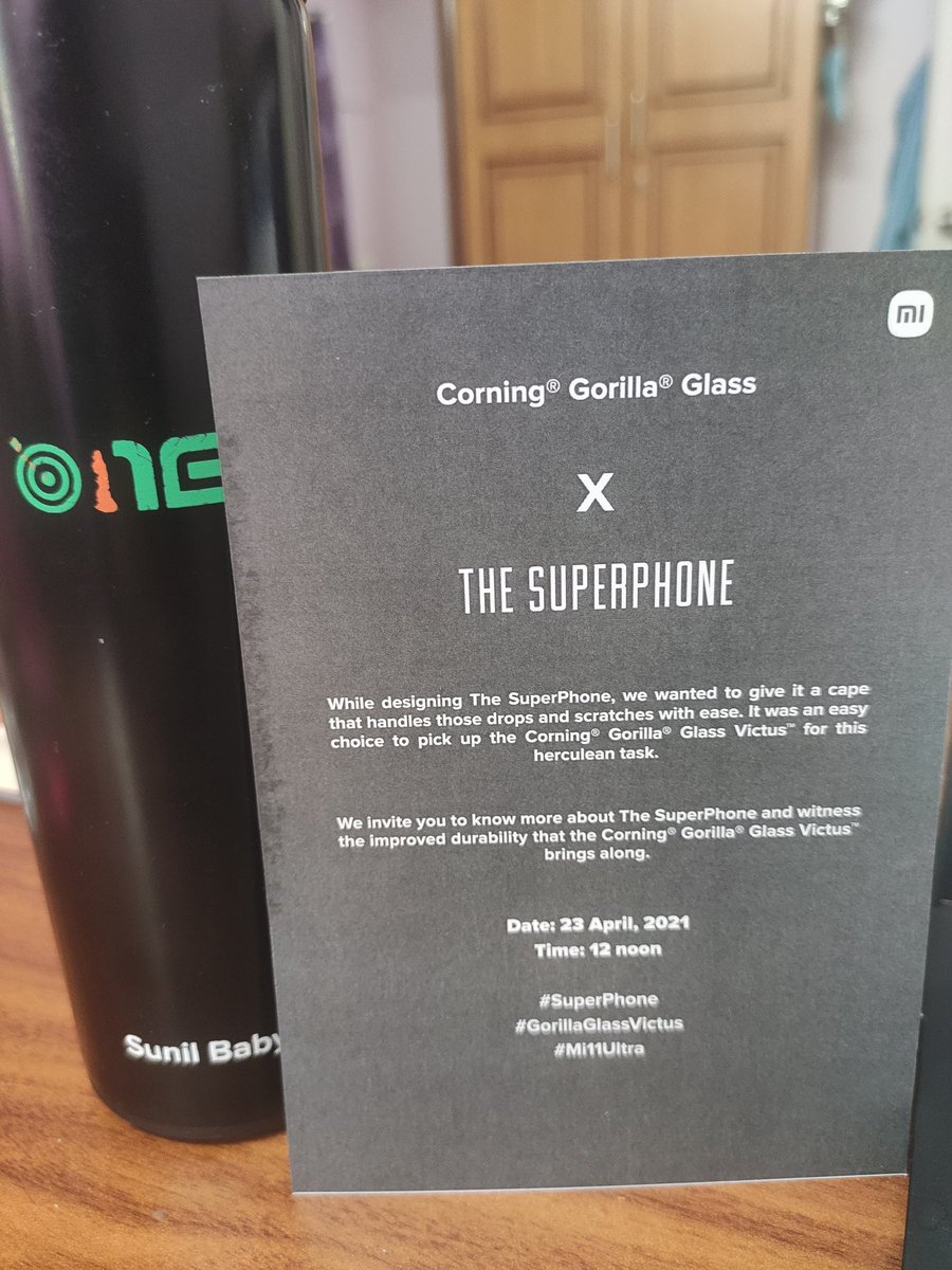 Another Suprise Package from the Marketing & Event Team of @XiaomiIndia.

Calligraphy on Corning’s Gorilla Glass Victus 

Less than 24hrs for the Launch of #SuperSeries and #SuperPhone
#Mi11Series
#GorillaGlassVictus