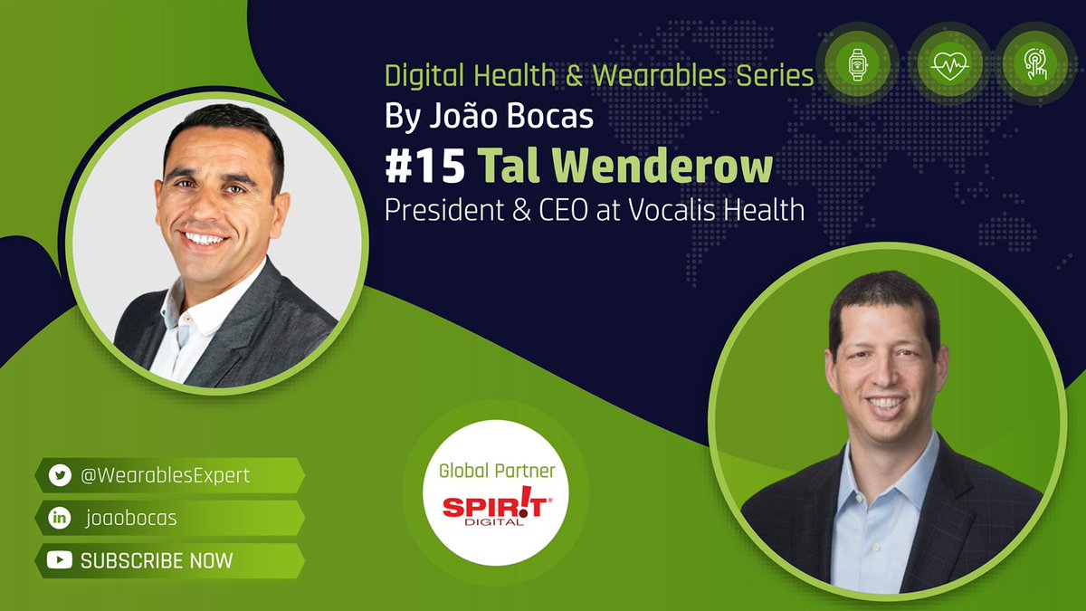 João Bocas,🗣The Wearables Expert ™⌚️ (@wearablesexpert) on Twitter photo #15 episode of the Digital Health & Wearables Series is out 🗣
<a href="/TalWenderow/">Tal Wenderow</a> CEO at <a href="/VocalisHealth/">Vocalis Health</a> shares insights about #AI , Voice, Proactive Healthcare & More
Watch🎥here >>> youtu.be/721A8hunfWc
Sponsors <a href="/SpiritDigitalUK/">Follow us at @SpiritDigHealth</a> >>> bit.ly/3r74lTr
#healthcare #AI #15 episode of the Digital Health & Wearables Series is out 🗣
<a href="/TalWenderow/">Tal Wenderow</a> CEO at <a href="/VocalisHealth/">Vocalis Health</a> shares insights about #AI , Voice, Proactive Healthcare & More
Watch🎥here >>> youtu.be/721A8hunfWc
Sponsors <a href="/SpiritDigitalUK/">Follow us at @SpiritDigHealth</a> >>> bit.ly/3r74lTr
#healthcare #AI