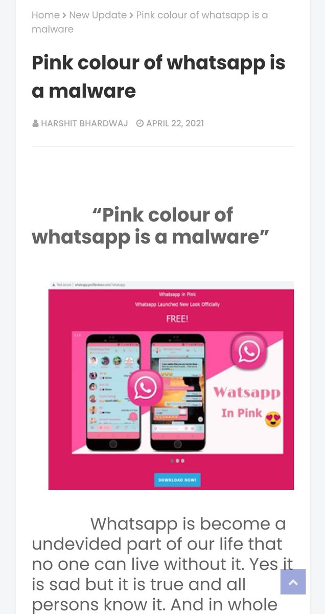 There is malware spreading over all WhatsApp group which says that your WhatsApp will become pink.
To read complete article click below
technewsdesign.blogspot.com/2021/04/pink-c…

#Whatsapp_Link #pink #pinkwhatsapp #whatsapmalware #hackers  #security #technewsdesign #LatestNews #technews