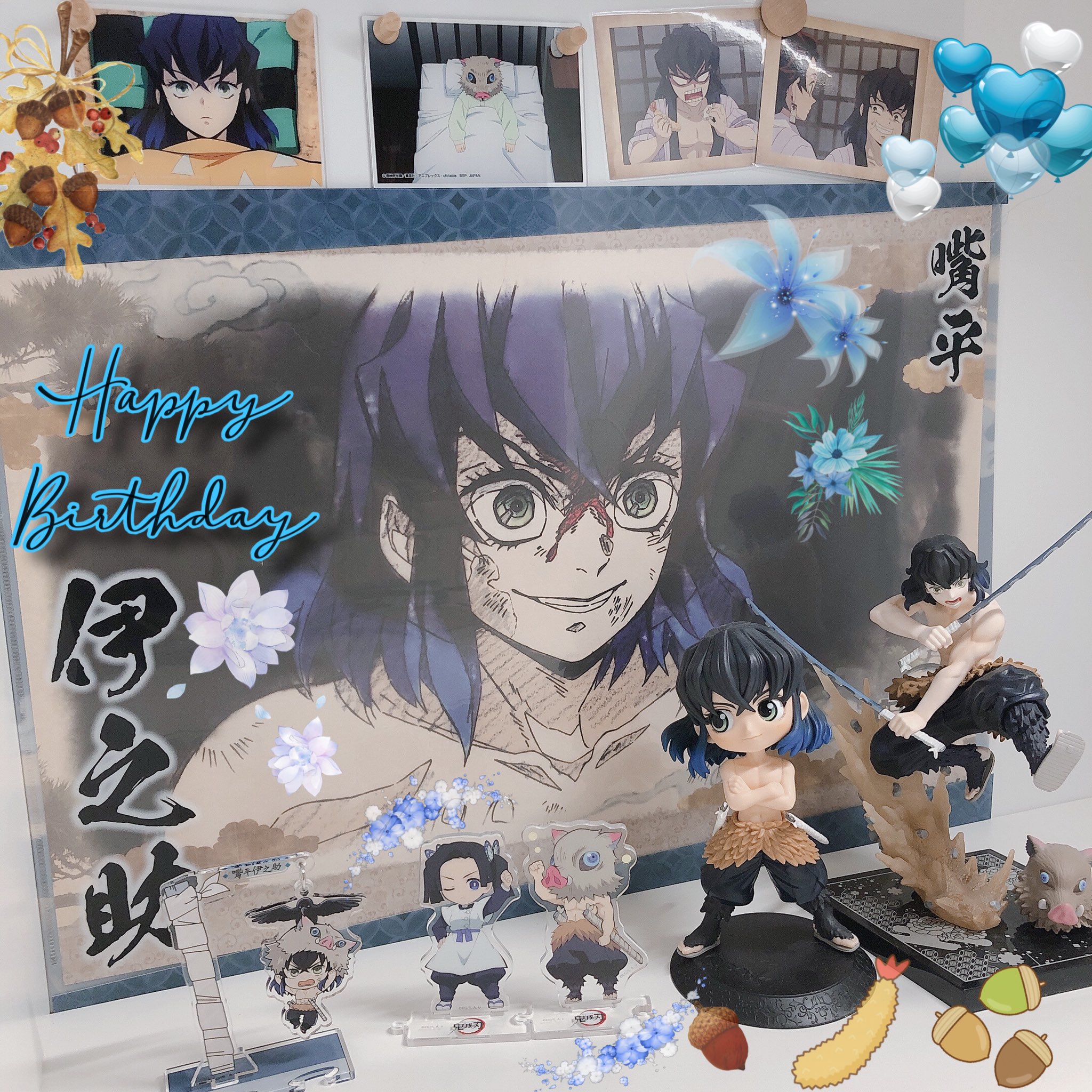 伊之助誕生日】鬼滅の刃 ufotable cafe アクリルスタンド 嘴平伊之助誕生祭