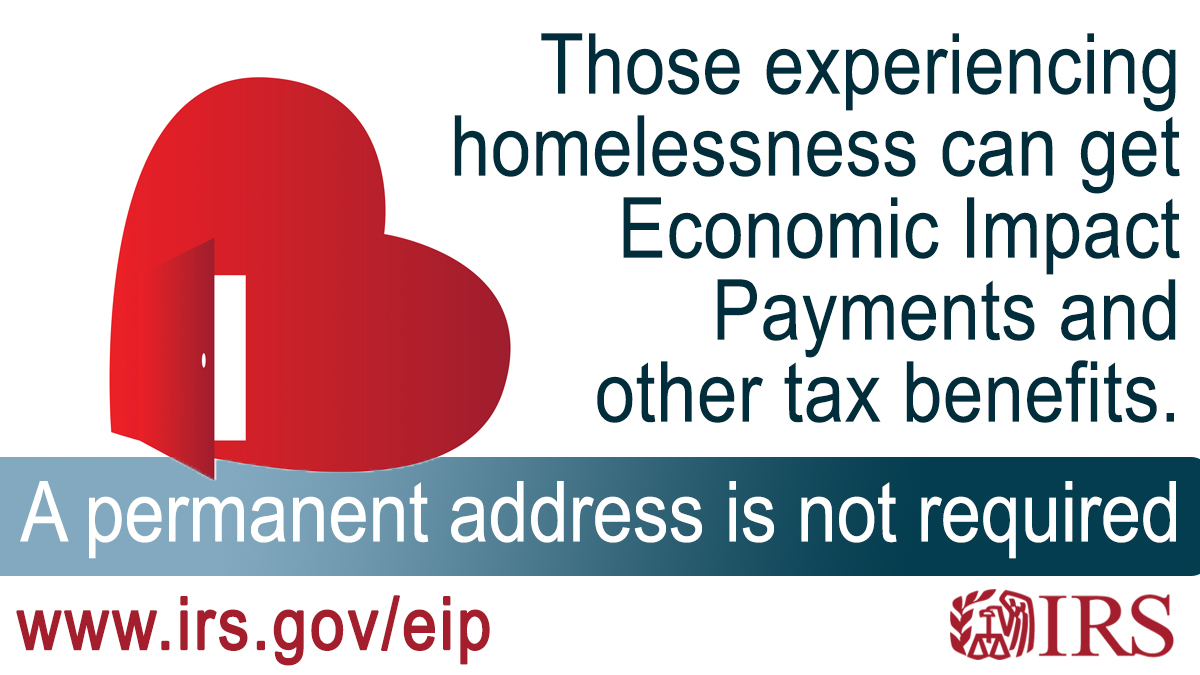 IRStaxpros's tweet image. Those experiencing homelessness can get Economic Impact Payments and other tax benefits. Help #IRS spread the word: go.usa.gov/xHWV7 #COVIDreliefIRS