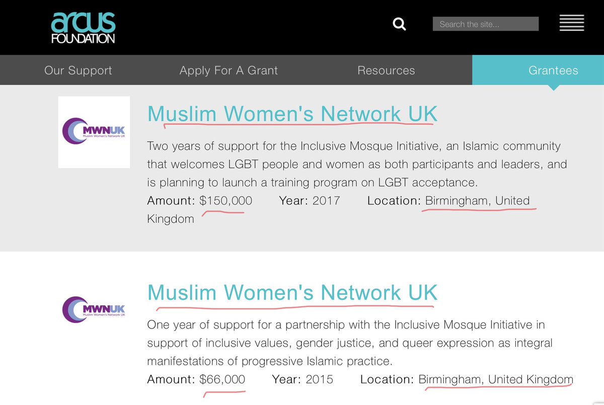 I didn’t include this but some funding went to a Muslim Women’s organisation In Birmingham (U.K.)