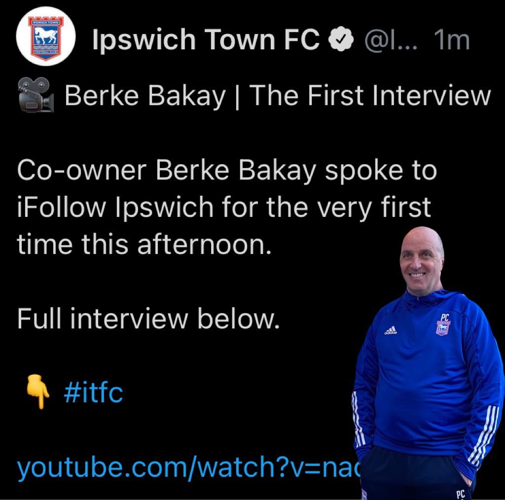 ‘First live public thoughts.’ 😁#itfc