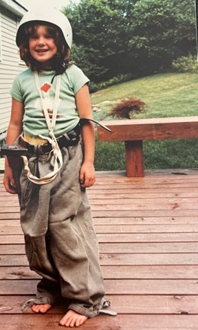 My parents were super-outdoorsy and we spent A LOT of time in nature growing up. Luckily for me being in nature is also where I find the most peace, which the pandemic reminded me of very clearly. Dressed up in dad's climbing gear, making me smile on #EarthDay #InLoveWithNature