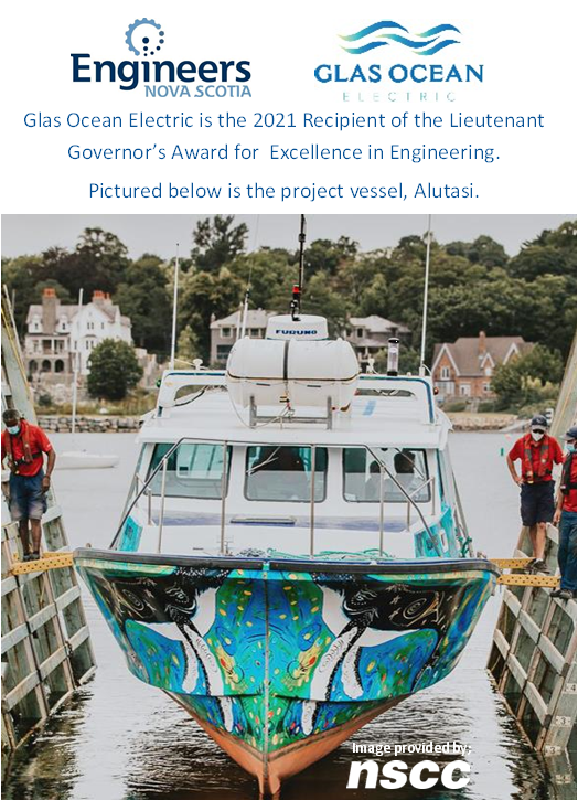 EngineersNS's tweet photo. Congrats to @GlasOceanElec on winning the 2021 Lt. Gov. Award for Excellence in Engineering. This project demonstrates the commitment to clean energy .
Press Release at; https://t.co/7Sj8xG8juT @suemolloy #CleanEnergy #Alutasi #ElectricBoat #EngineeringExcellence https://t.co/vrpiiWi2Wo