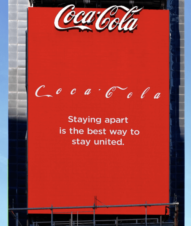 Mathias01476266's tweet photo. @PaolaMKT Hola @PaolaMKT, yo escogí este anuncio de Coca Cola. En este caso podemos observar que la empresa lanza un mensaje haciendo alusión al distanciamiento social que se necesita hoy en día para poder sobrepasar esta emergencia sanitaria. 
#CConsumidorUSFQ https://t.co/fRbf3SQjAS
