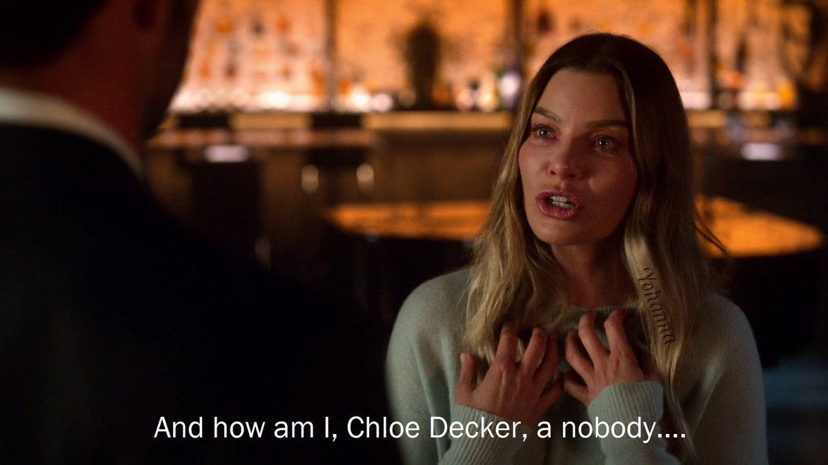 But her job, this ability to read ppl, is a huge part of who she is. Here she's lost sense of her identity. Who is she if she can't do that properly? She isnt sure of her place anymore, doesn't rly feel like she's on an equal footing, even called herself "a nobody".  #Lucifer 5/7