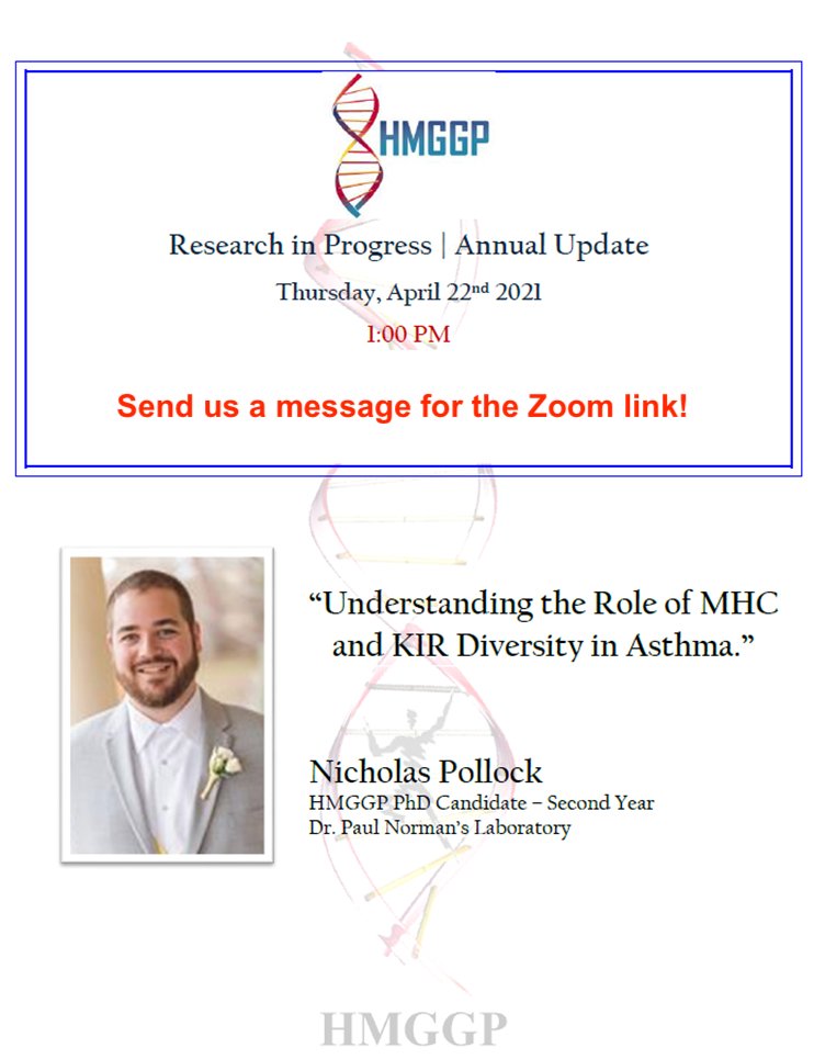 Today HMGGP student, Nicholas Pollock, will deliver his research in progress talk! Send us a message if you'd like the Zoom link.