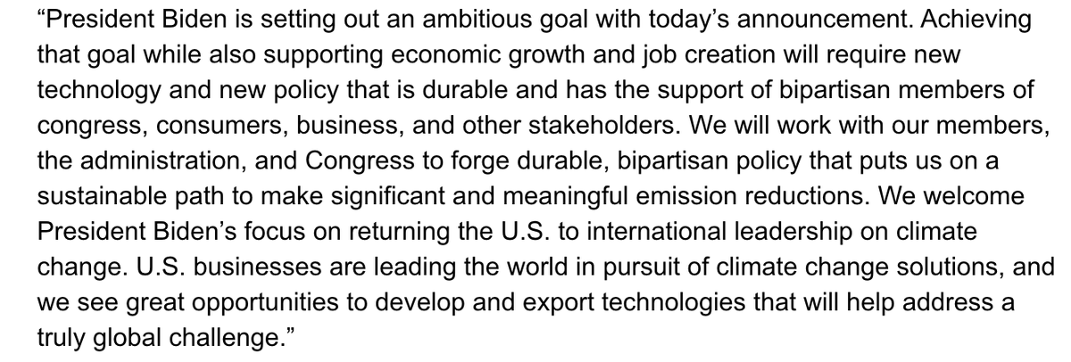 GlennKessler__'s tweet photo. In-Box: U.S. Chamber of Commerce with rather fulsome praise of Biden's climate goals: "We welcome President Biden’s focus on returning the U.S. to international leadership on climate change." https://t.co/DY0FzB39FS