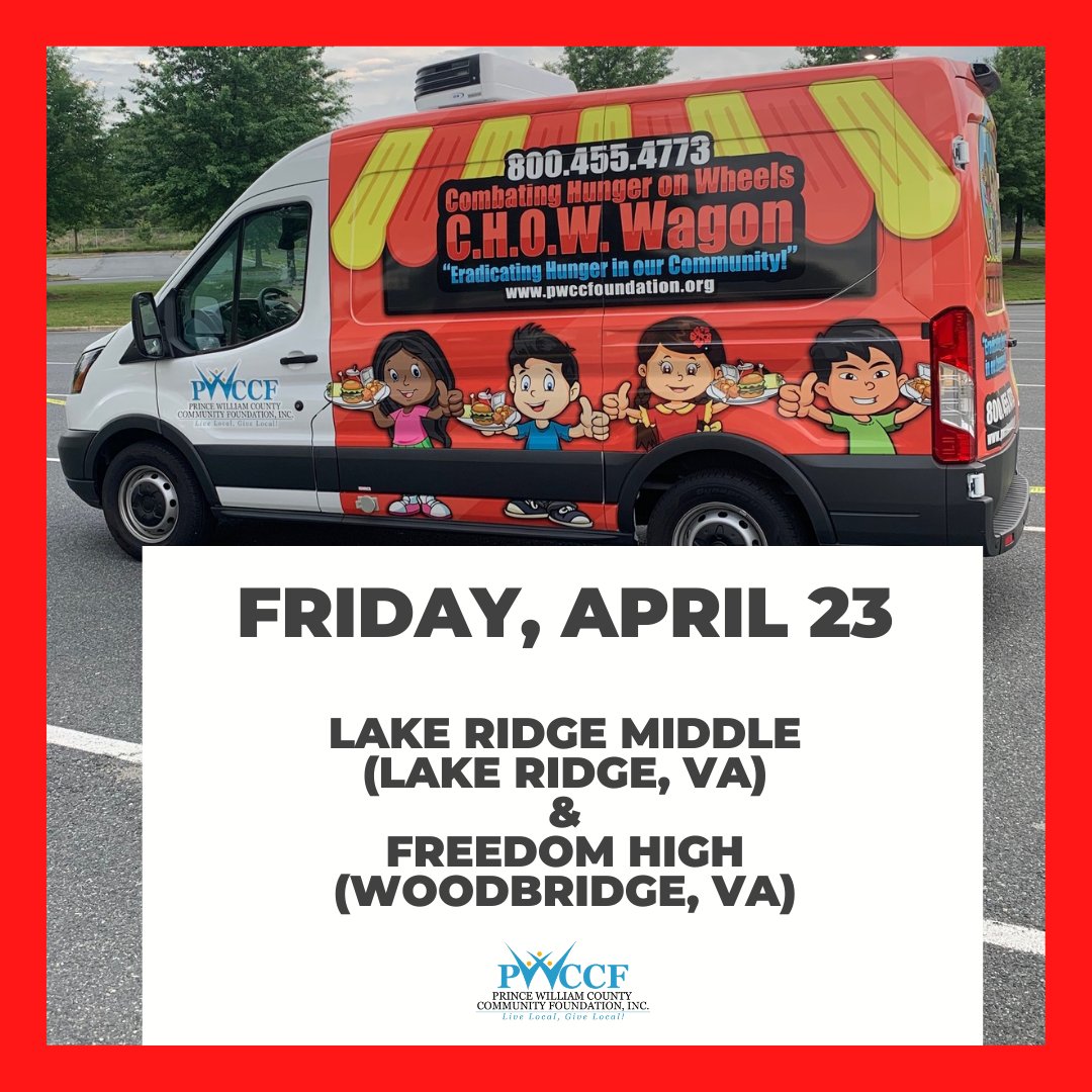 FoundationPwcc's tweet image. TOMORROW!

On Friday, April 23, we&apos;ll be distributing food packages at Lake Ridge Middle School and Freedom High School starting at 3pm.  

All are welcome. Please be safe and continue to wear masks.

&quot;Together, WE Can Make a Difference!&apos;

#princewilliamcounty #chowwagon