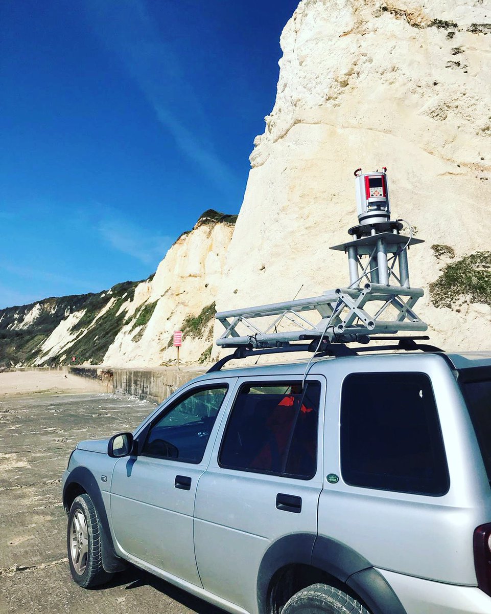 Final day of cliff scanning for this project and we’ve got the Riegl scanner mounted on a vehicle for ‘Stop &amp; Go’ scanning. 
.
.
.
#cliffmonitoring #laserscanning #Riegl #survey #surveyor #engineering