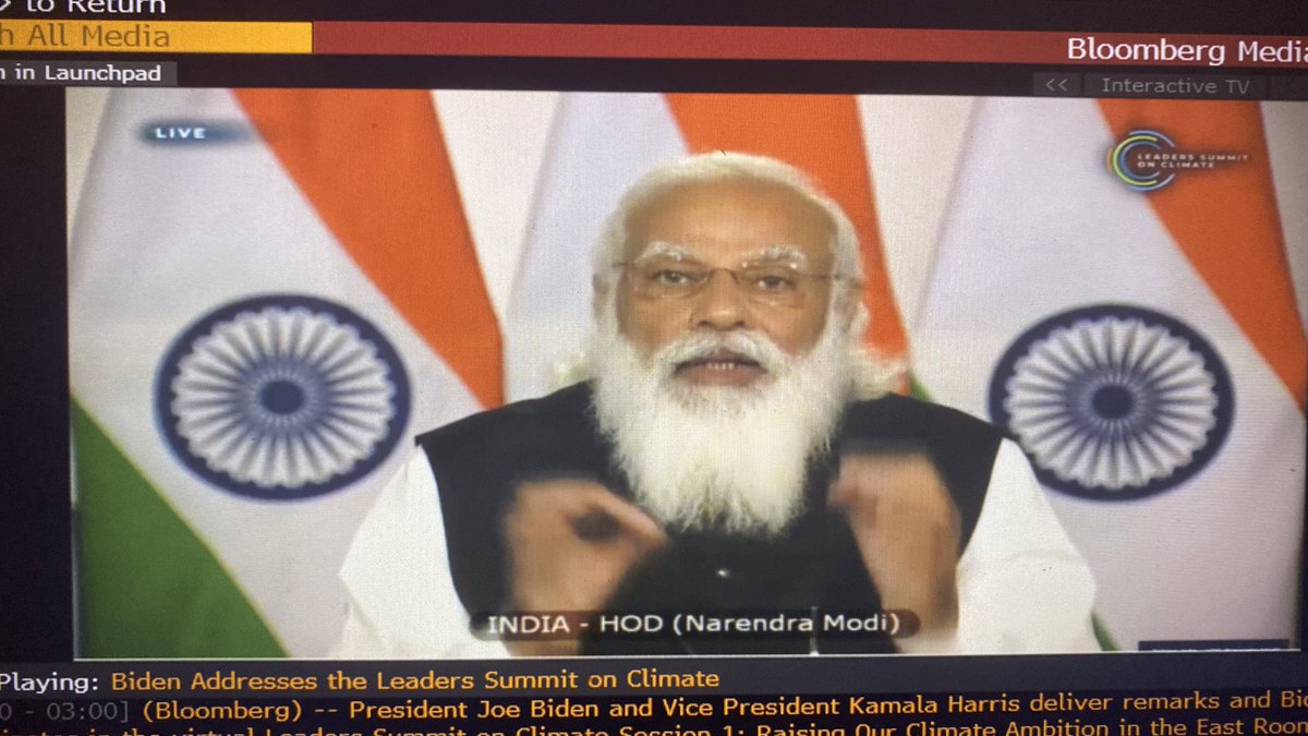 Prime Minister Modi said India welcomes partners to help build sustainabilityHowever, he didn’t present any new target or green goal. Bloomberg reported that the government is considering a net-zero target for around 2050 https://www.bloomberg.com/news/articles/2021-03-17/india-considers-net-zero-goal-around-2050-a-decade-before-china?sref=DLVyDcXJ