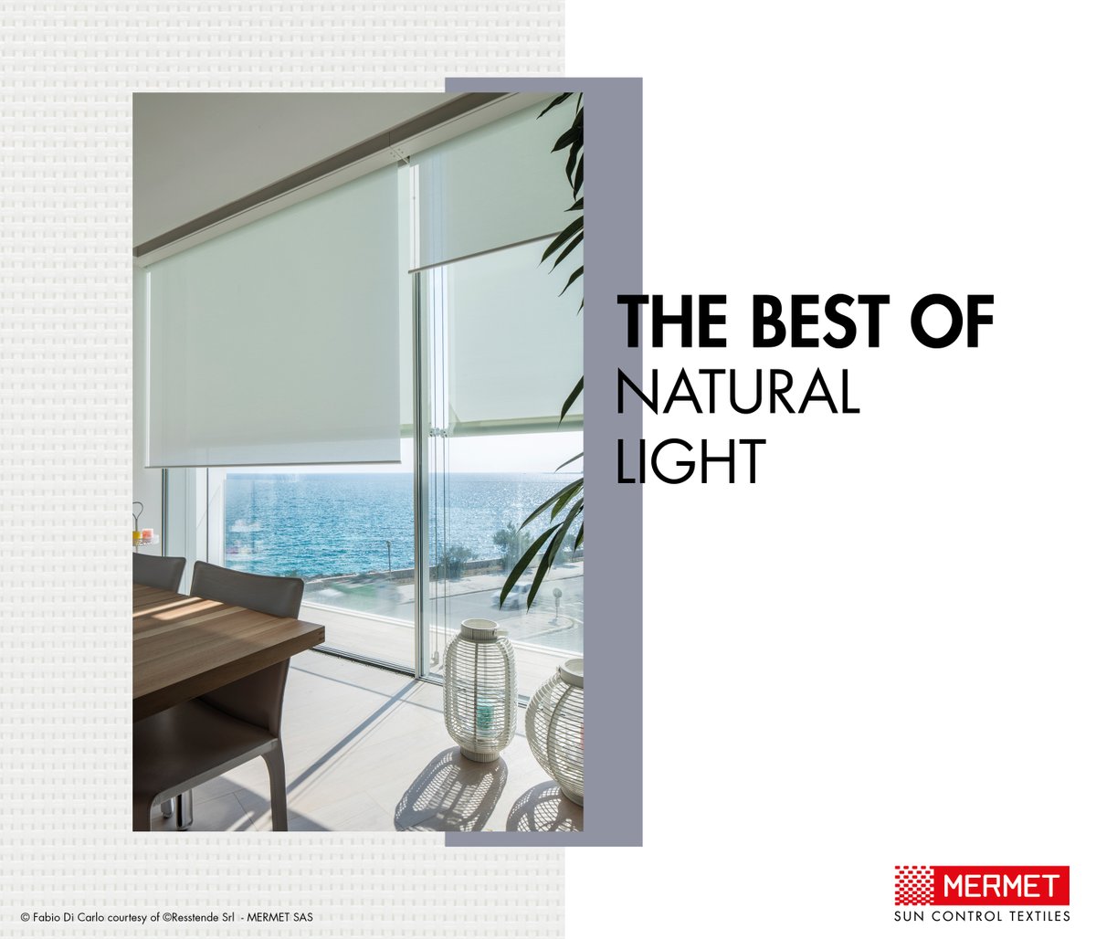 Thanks to our know-how, the Sunscreen® fabrics from the Mermet collection let natural light through.
A great way to limit greenhouse gas emissions while enjoying the benefits of daylight. 💡
More information 👉 lnkd.in/e22kZPR 
#benefits #energysaving #sunscreen
