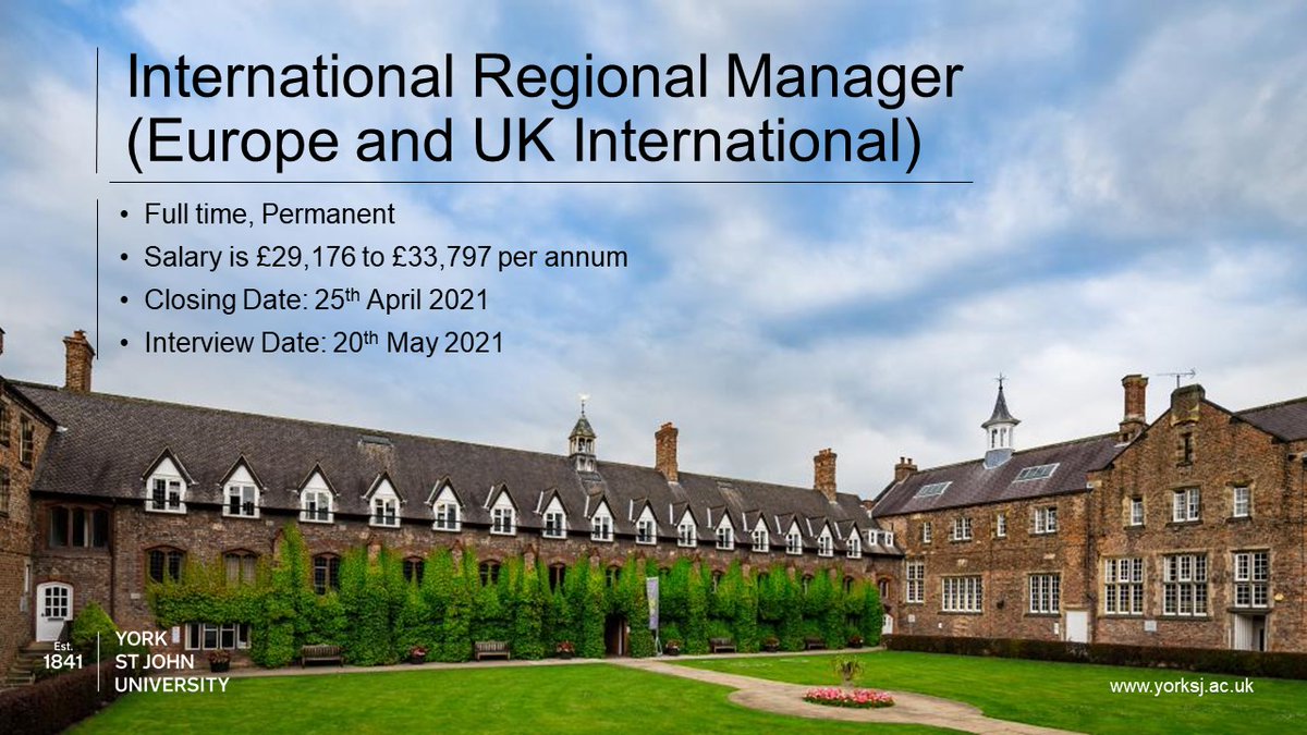 YSJUVacancies's tweet photo. YSJ International are responsible for our non-UK students, from enquiry and student recruitment through to application and enrolment.

The purpose of this new role is to support the delivery of our new internationalisation strategy that will take us through until 2026. https://t.co/XBtGf1WBEa