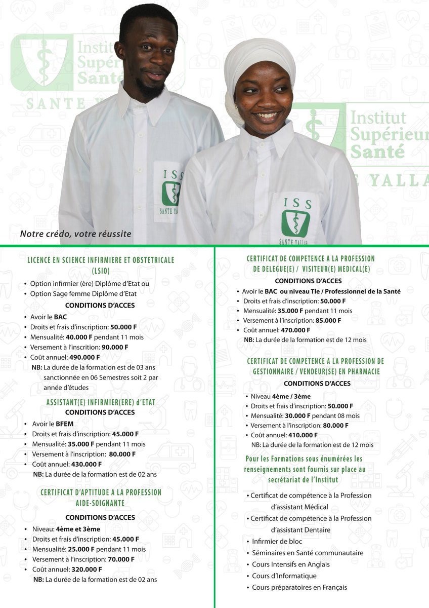 Iss Sant Yallah On Twitter Bonjour Chers Twittos Svp Aidez Nous A Atteindre Le Maximum De Personnes L Institut Superieur De Sante Sant Yallah A Demarre Ses Programmes De Formations En Diplomes