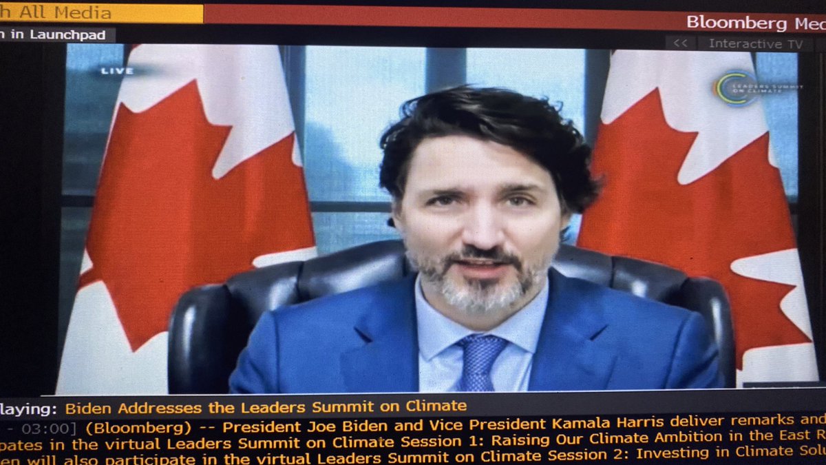 Prime Minister Trudeau boosts Canada’s emissions reduction target to 40%-45% by 2030 from 2005 levels“We’re not going to stop until we get to 100%” emissions free electricity, he says