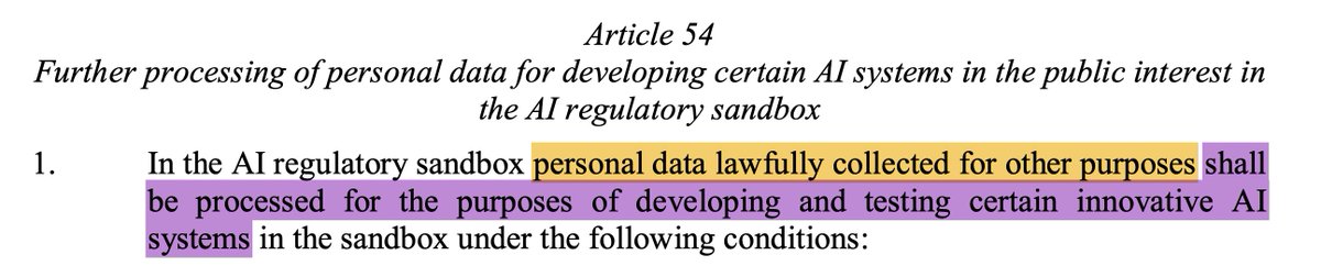 According to the  #AIRegulation, in some cases data collected for unrelated purposes may be used in the development of an AI system. Is it a risk of function creep?  #GDPR