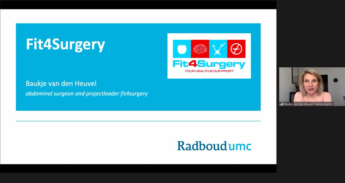 Parallel session #Fit4surgery is now in progress during #Innoboot2021 ‘Food for Health’. Baukje van den Heuvel, <a href="/radboudumc/">Radboudumc</a>, informed us how patients can better prepare for surgery through targeted fitness and nutrition, together with Sjors Verlaan,<a href="/FrieslndCampina/">FrieslandCampina</a> #foodforhealth