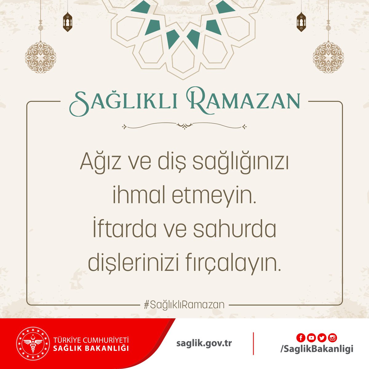 Ağız ve diş sağlığınızı ihmal etmeyin. İftarda ve sahurda dişlerinizi fırçalayın. #SağlıklıRamazan
