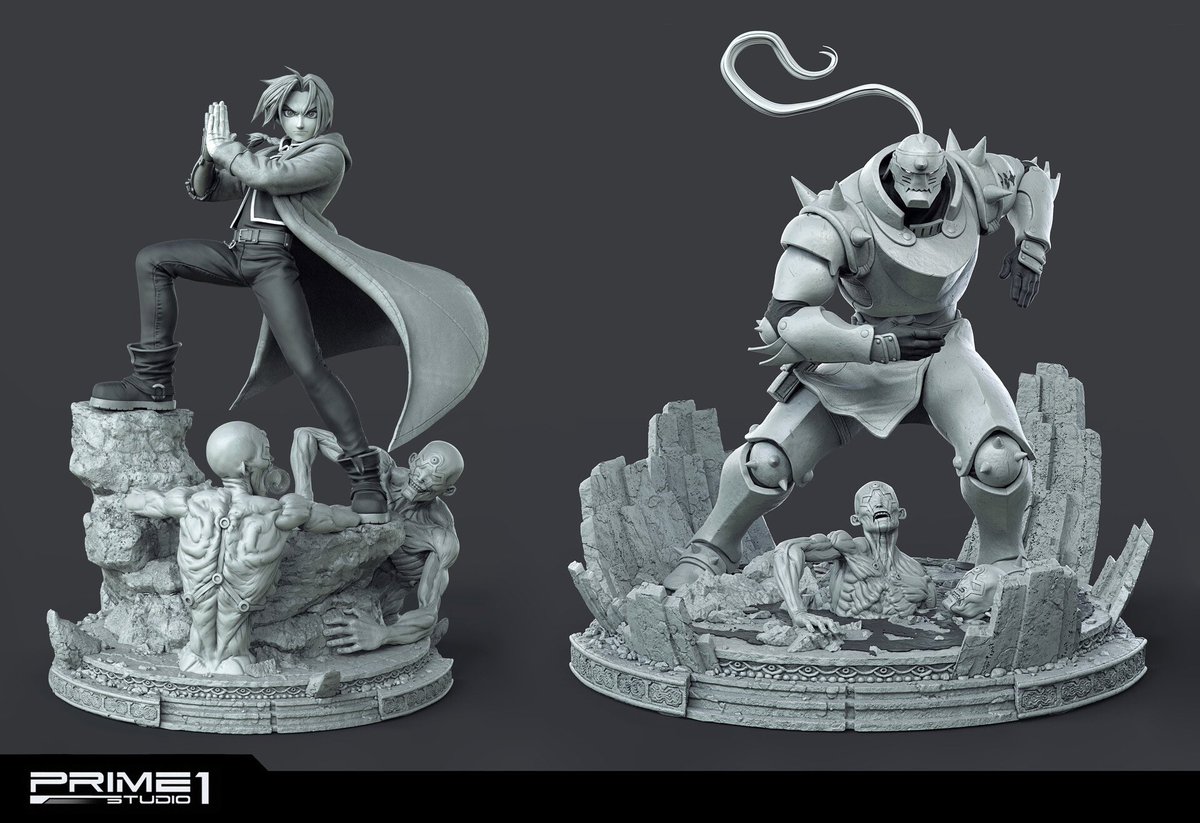 PralierRodrigue's tweet photo. The FMA brothers. I sculpted these few years ago for P1. Poses and composition was based on a sketch they provided https://t.co/UqnIamcw4b
