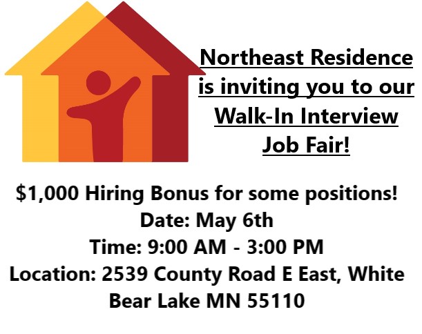 For more info contact our Recruiting Dept. at 651-419-8580 or go to nerinc.org/contact-hr/ #whitebearlakemn #mnjobs #hiring #mnnonprofit #twincitiesjobs #career #recruiter #dsp #northeastresidence #work #nerinc #jobseekers #resume #nowhiring #interview #covid #jobinterview