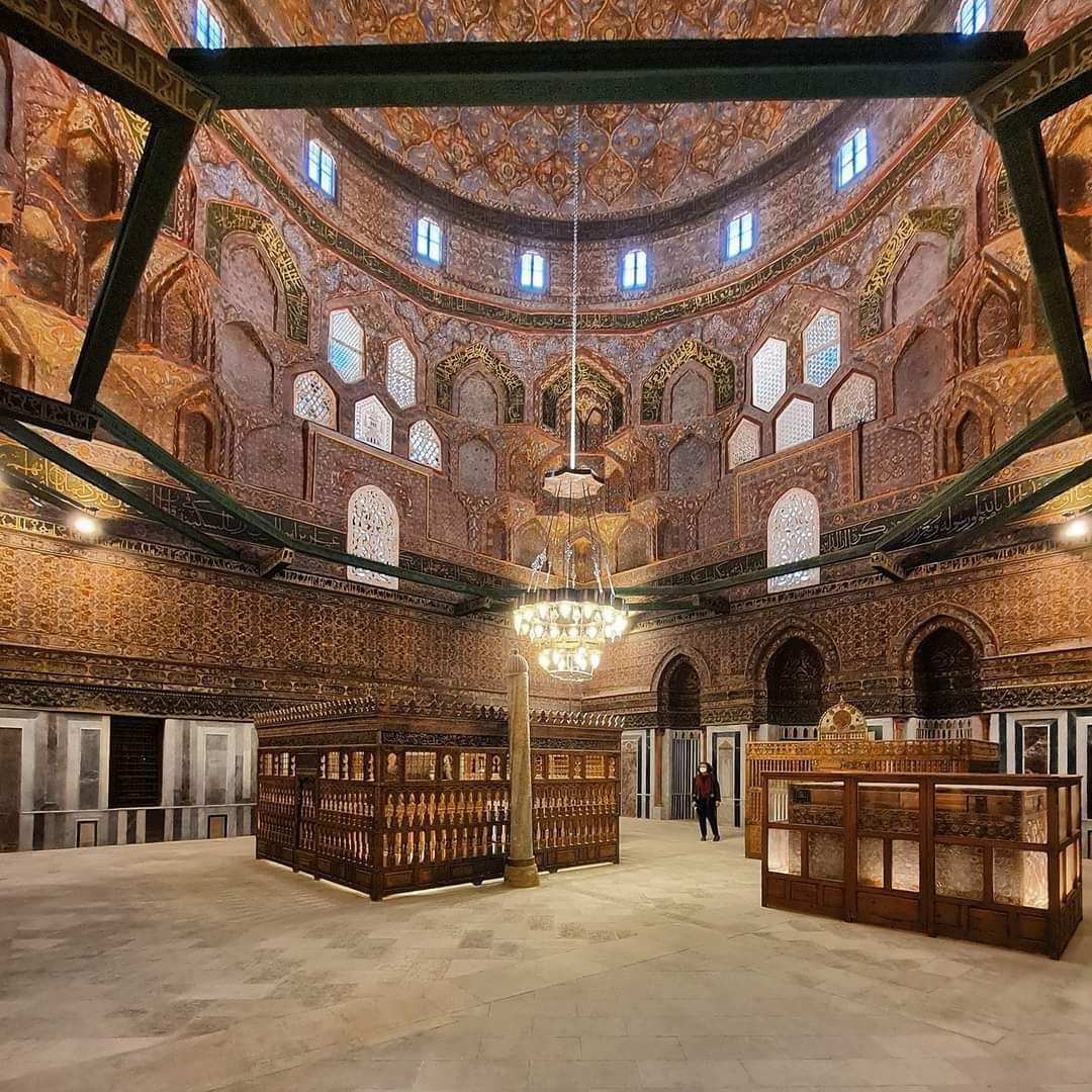 RAWIPUBLISHING's tweet photo. The recently unveiled al-Imam al-Shafi’i Mausoleum. Restored by Megawra, within the framework of the Athar Lina initiative (arch. May al-Ibrashy), work done on the dome included reversing external damage to the cladding, repairing masonry, &amp; restoring the interior decorations. https://t.co/glo5jDrYMf