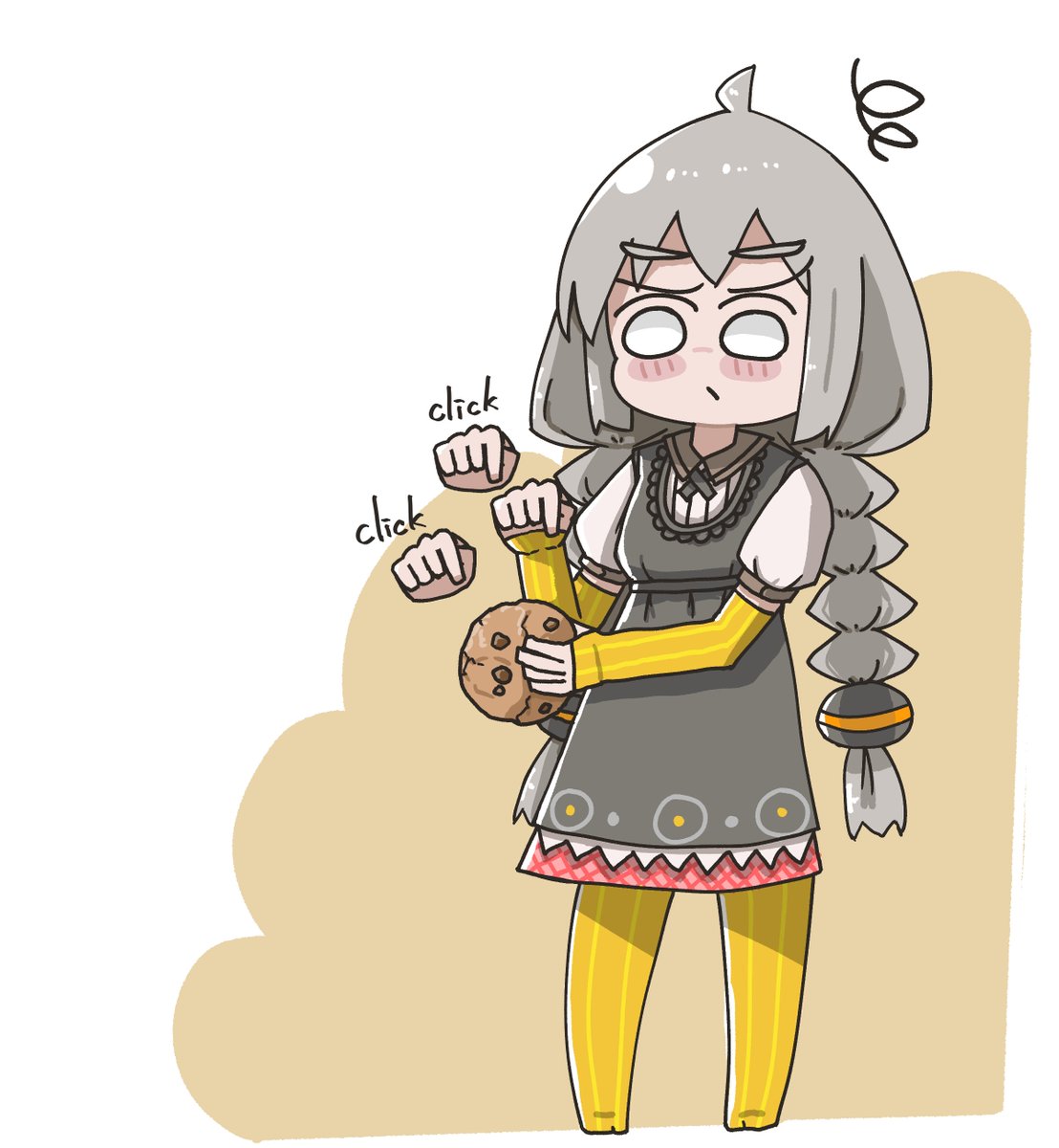 「クッキーをつつくあかりちゃん? 」|毛玉猫🍄＠Skeb募集中のイラスト