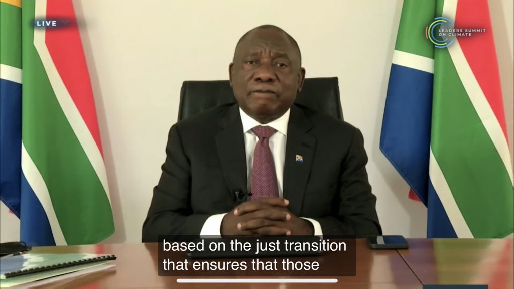 South Africa’s Ramaphosa reiterated the nation’s 2030 emissions reduction goal. He also had some kind words for Biden“We are all so excited to have the United States back working with all of us to tackle the global challenge of climate change.” https://www.bloomberg.com/news/articles/2021-03-30/south-africa-speeds-up-plans-to-reduce-carbon-emissions?sref=DLVyDcXJ