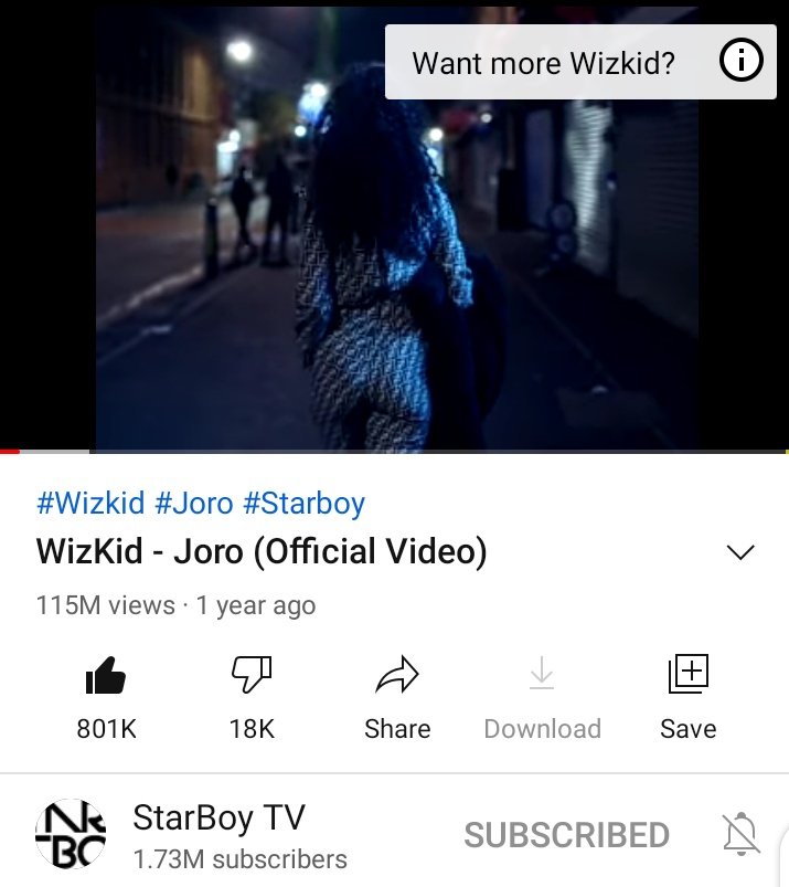 marve_lous_1's tweet image. Wizkid joro official video has now hit 115m legit views via YouTube !🔥🔥 Let's keep streaming