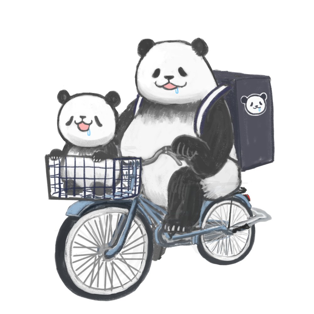 bicycle ground vehicle panda bag white background backpack no humans  illustration images