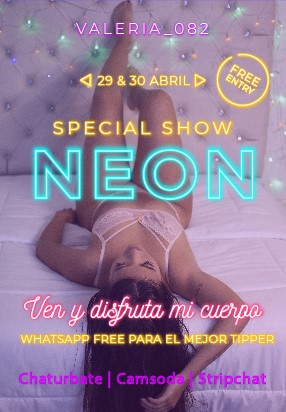 For April 29 and 30, I will have a special neon show my loves, there is a gift for the best user!@HotGirlsBook
@CBwebcams
@Coach0302 
@xdespiadado1
@zupergeil40
@CamGirlsLatinas
@DirtyBabesPromo
@seductorelite1
@chaturbate724 
@livestr_models 
@l67_studio 
@SweetLustStudio