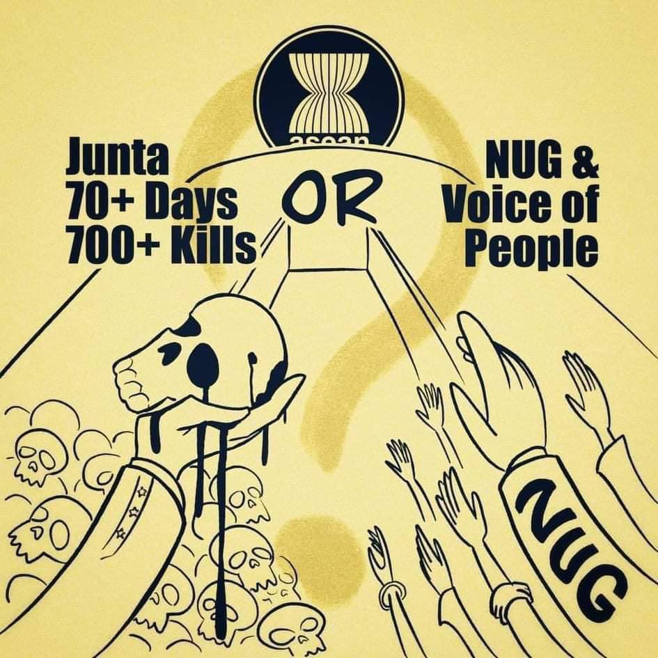 달🌙✨ (@moon060302) on Twitter photo Min Aung Hlaing has already killed over 700 innocent citizens within 81 days now. Their hands are full with the blood of our citizens. <a href="/ASEAN/">ASEAN</a> please invite <a href="/NUGMyanmar/">National Unity Government Myanmar</a> to coming ASEAN summit. Please stand with the citizens of Myanmar
#WhatsHappeningInMyanmar
#ASEANsupportNUG Min Aung Hlaing has already killed over 700 innocent citizens within 81 days now. Their hands are full with the blood of our citizens. <a href="/ASEAN/">ASEAN</a> please invite <a href="/NUGMyanmar/">National Unity Government Myanmar</a> to coming ASEAN summit. Please stand with the citizens of Myanmar
#WhatsHappeningInMyanmar
#ASEANsupportNUG