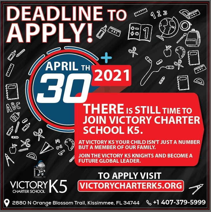 VCharterk5's tweet photo. There is still time to join Victory Charter School K-5!
DEADLINE TO APPLY APRIL 30th, 2021

To apply, please visit https://t.co/jY6i7pUKv9
#enrollnow #school #education https://t.co/jZx82KzSpH