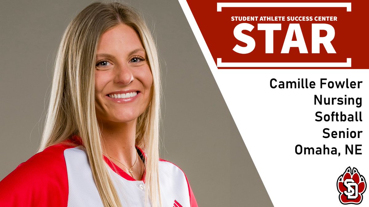 SascUsd's tweet photo. The April SASC Star is @camillefowler_! During her time at USD, Camille has made the Summit League Honor Roll 3 times and was selected to the Commissioner’s List of Academic Excellence in 2019.  During the 2019 season she was also selected as a NFCA All-America Scholar-Athlete. https://t.co/NlXtmwp9iG