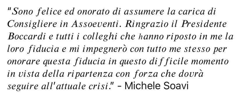 🔹 Assoeventi è lieta di accogliere tra i suoi associati il 𝐆𝐑𝐔𝐏𝐏𝐎 𝐃𝐈 𝐈𝐌𝐏𝐑𝐄𝐒𝐄 𝐄𝐌𝐈𝐋𝐈𝐀 𝐑𝐎𝐌𝐀𝐆𝐍𝐀, 10 eccellenze del territorio che ben rappresentano la filiera #Eventi e #Wedding ed un nuovo consigliere: Michele Soavi.
